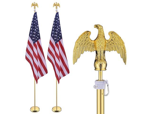 Yescom 2 Pack 8 Ft Sectional Indoor Flag Pole Kit Base Eagle Aluminum 3x5 Ft US Flag