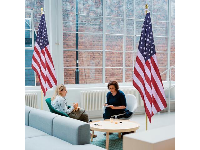 Yescom 2 Pack 8 Ft Sectional Indoor Flag Pole Kit Base Ball Aluminum 3x5 Ft US Flag