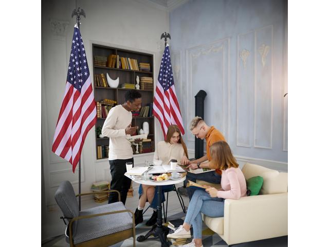 8 Ft Sectional Indoor Flag Pole Kit Eagle Topper Aluminum 3x5 Ft US Flag & Base