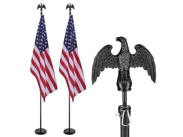 8 Ft Sectional Indoor Flag Pole Kit Eagle Topper Aluminum 3x5 Ft US Flag & Base