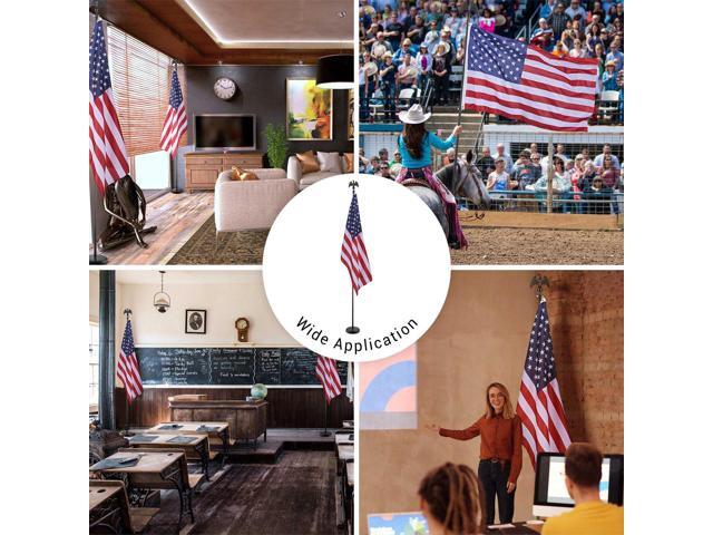 8 Ft Sectional Indoor Flag Pole Kit Eagle Topper Aluminum 3x5 Ft US Flag & Base