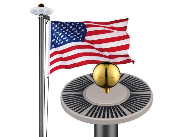 Yescom EZ GO 20ft Eagle Topper Telescopic Flag Pole Kit Upgraded Rotating Lock Outside 3x5' US Flag Ball Final Silver