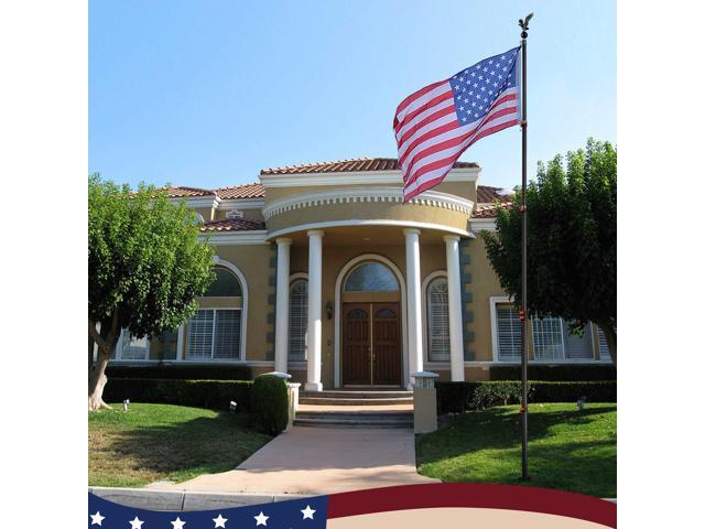 Yescom EZ GO 20ft Eagle Topper Telescopic Flag Pole Kit Upgraded Rotating Lock Outside 3x5' US Flag Ball Final Black