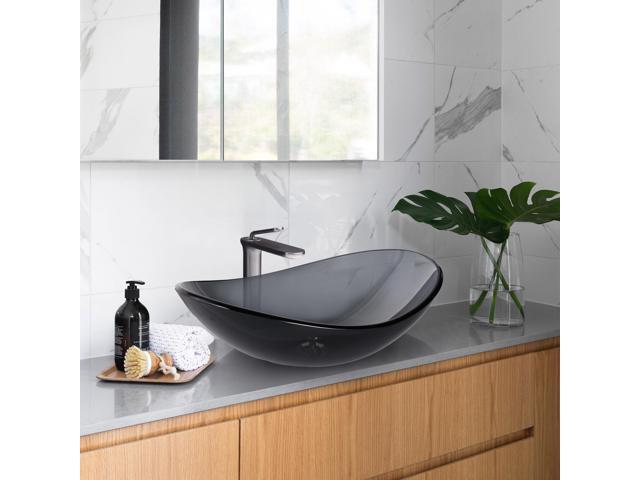 Aquaterior Bathroom Faucet Vessel Sink Kit Vanity Mixer Tap Tempered Glass Sink