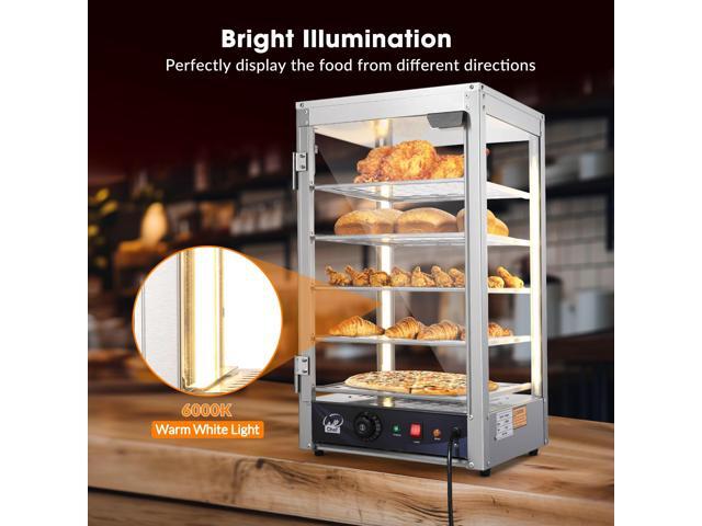 WeChef 600W 5-Shelf Commercial Food Warmer 15' Countertop Catering Pizza Display Case