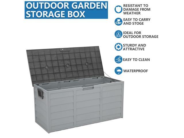 Yescom 75Gal 260L Deck Storage Box for Tools Cushions Toys Seat Lockable Brown
