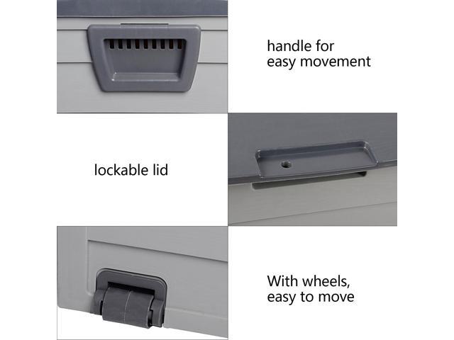 Yescom 75Gal 260L Deck Storage Box for Tools Cushions Toys Seat Lockable Brown