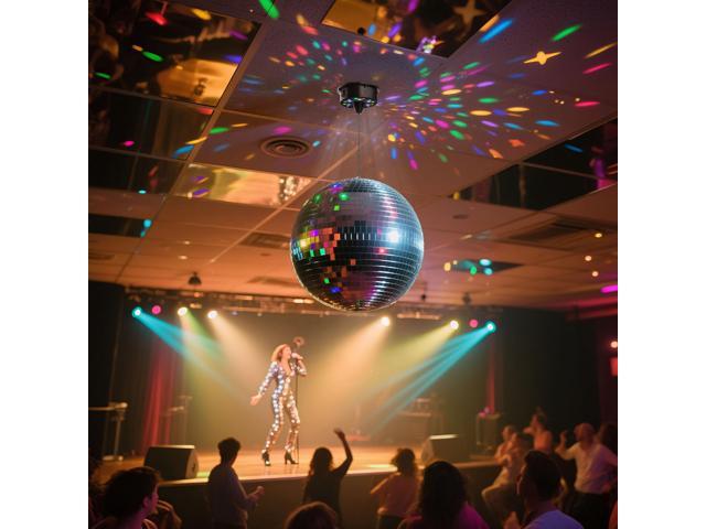 Yescom 16' Large Disco Ball with Motor Rotating 6RPM 18 RGBW LED Lights for 70s 80s Party Wedding Event Holiday Decor
