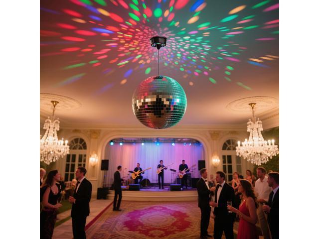 Yescom 16' Large Disco Ball with Motor Rotating 6RPM 18 RGBW LED Lights for 70s 80s Party Wedding Event Holiday Decor