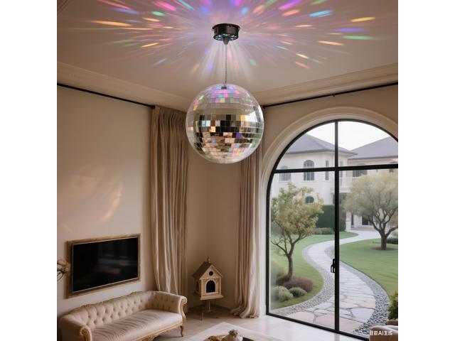 Yescom 16' Large Disco Ball with Motor Rotating 6RPM 18 RGBW LED Lights for 70s 80s Party Wedding Event Holiday Decor