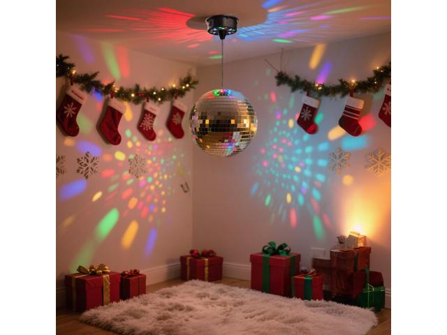 Yescom 12' Large Disco Ball with Motor Rotating 6RPM 18 RGBW LED Lights for 70s 80s Party Wedding Event Holiday Decor