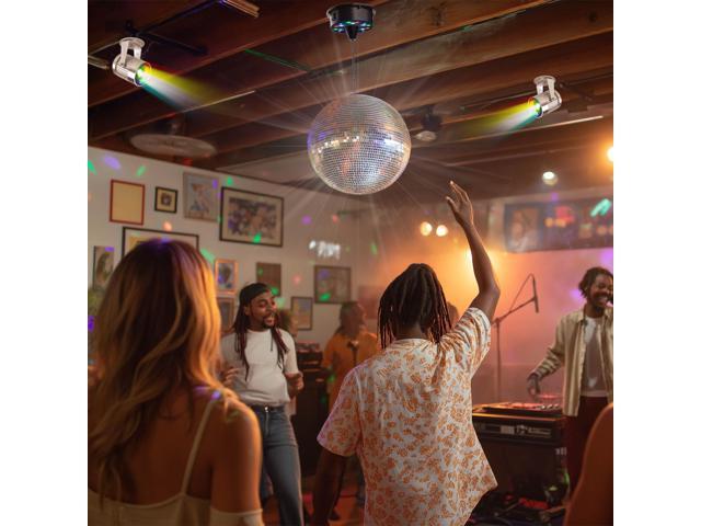 Yescom 12' Large Disco Ball with Motor and Lights 6RPM Rotator & 2PCS 3W RGB Spotlights for 70s 80s Party DJ Bands Studio Event