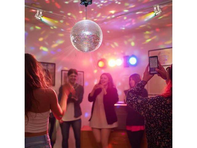 Yescom 12' Large Disco Ball with Motor and Lights 6RPM Rotator & 2PCS 3W RGB Spotlights for 70s 80s Party DJ Bands Studio Event