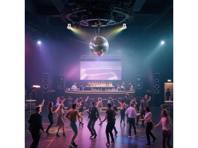 Yescom 16' Large Disco Ball with Motor and Lights 6RPM Rotator & 2PCS 3W RGB Spotlights for 70s 80s Party DJ Bands Studio Event