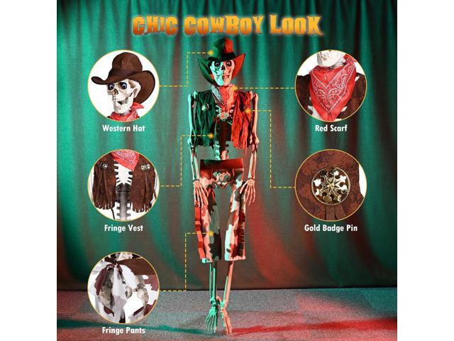 Yescom 2Pcs Halloween Pirate Life Size Skeleton Cowboy Party Haunted House Decorations 2025