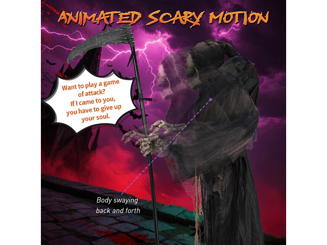 Yescom Halloween Grim Reaper 6FT Animated with Scythe Motion Activated AC 100V-240V Yard Haunted House Decor 2025