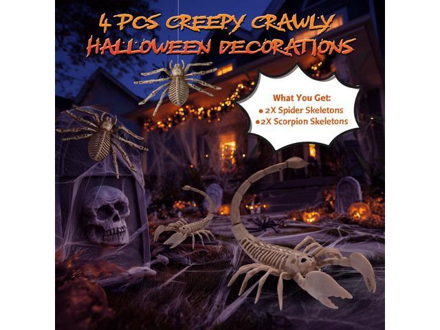 Yescom 2 Pcs Spider and 2 Pcs Scorpion Skeletons Halloween Decor Waterproof Plastic Yard Props 2025