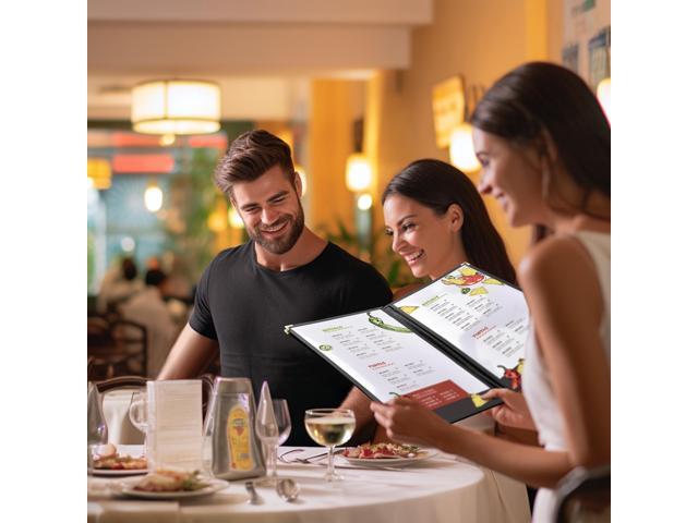 30pc 8.5x14 Menu Cover Trifold 6 View 3 Page Restaurant Cafe Book Clear Black
