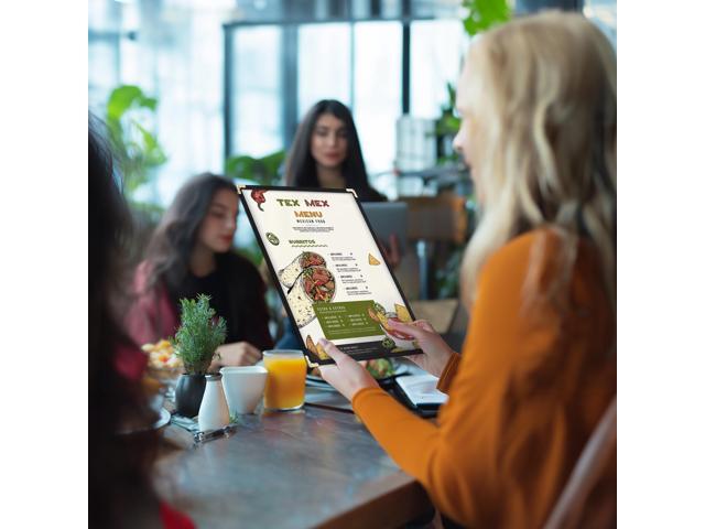 WeChef 30 Packs Restaurant Menu Covers 8.5 x 14 Single Page 1 Page 2 Views Black