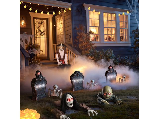 Yescom 15' Animated Halloween Tombstone & Half Skeleton with 6' Zombie Groundbreaker