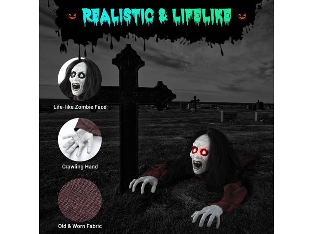 Yescom 15' Animated Halloween Tombstone & Half Skeleton with 6' Zombie Groundbreaker