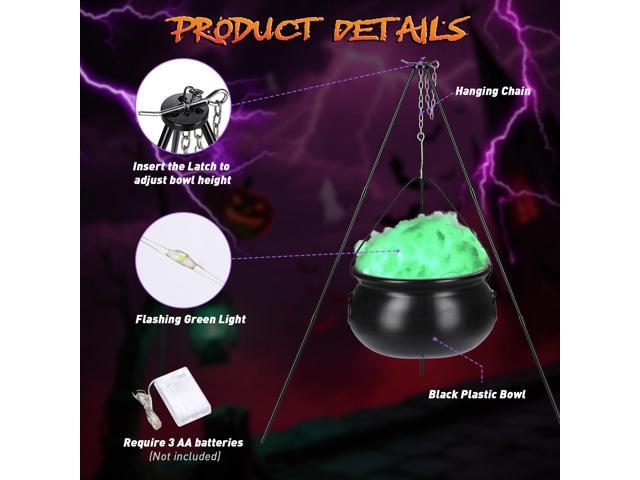 Yescom Halloween Witches Cauldron Large 31' Tripod Hanging Black Pot LED Light Adjustable Chain Hook Decoration