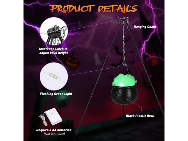 Yescom Halloween Witches Cauldron 31' Tripod Hanging Black Pot LED Light Adjustable Chain Hook Decoration