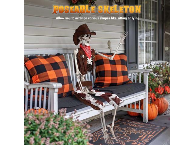 Yescom 5.4 Ft Life Size Cowboy Skeleton with 4 Pcs Mermaid Skeleton Halloween Decorations Party 2025