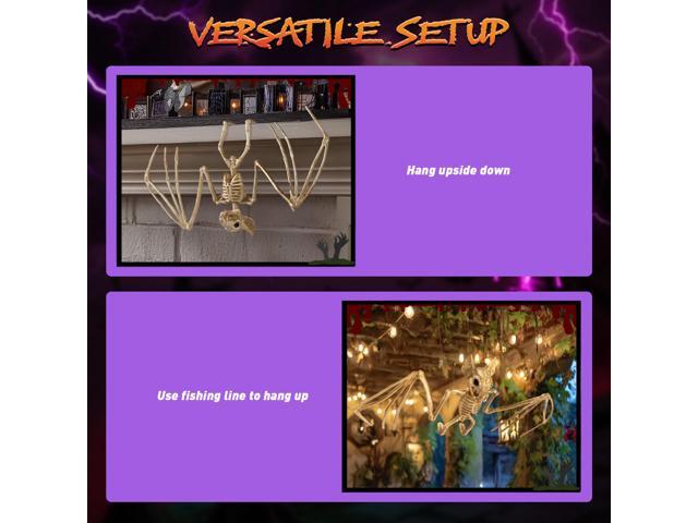 Yescom 4Pcs Bat Skeleton Halloween Decor Plastic Hangable Indoor Outdoor Haunted House Party 2025