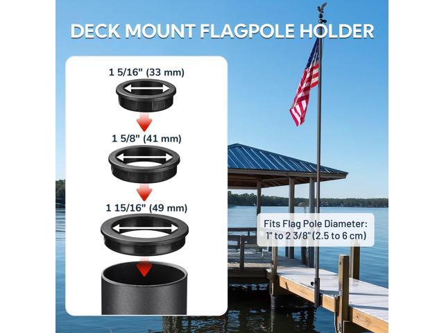 Yescom Universal Flag Pole Holder Deck Mount Bracket for Outside Fit 1' to 2 3/8' Pole