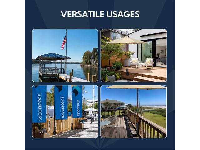Yescom Universal Flag Pole Holder Deck Mount Bracket for Outside Fit 1' to 2 3/8' Pole