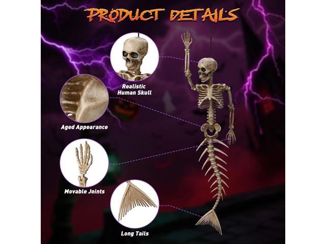 Yescom 4Pcs 16' Posable Mermaid Skeleton Halloween Decoration Movable Bone Pirate Theme Outdoor Yard