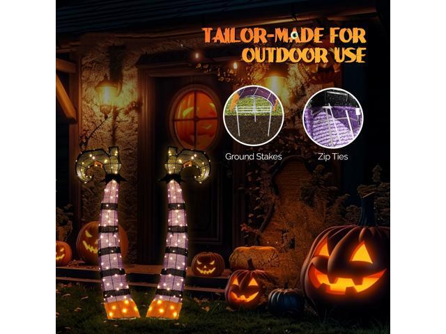 Yescom 4FT 2D Witch Legs Halloween Props Decorations Light Up with Stakes Lawn Outdoor