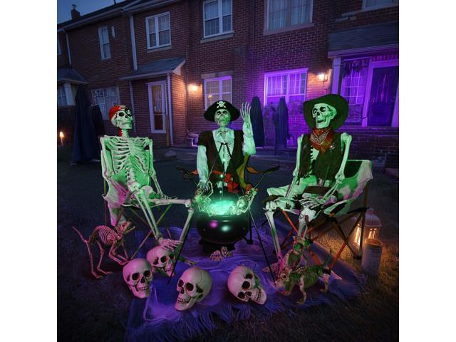 Yescom Halloween Witches Cauldron Large 31' Tripod Hanging Black Pot LED Light Adjustable Chain Hook Decoration