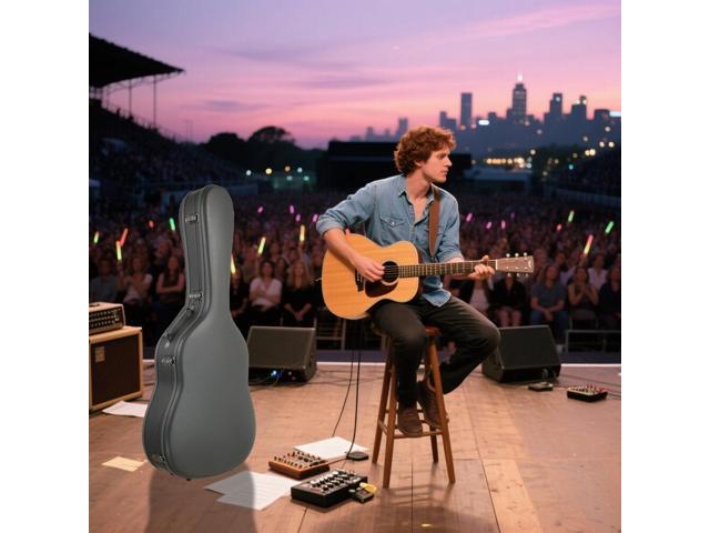 Yescom Ultralight EPP Acoustic Guitar Case with Headstock Protector 40/41 Inch Hard Shell Carrying Case with Shoulder Straps for Gig Travel Black