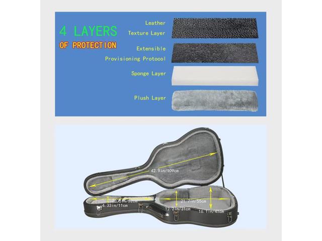 Yescom Ultralight EPP Acoustic Guitar Case with Headstock Protector 40/41 Inch Hard Shell Carrying Case with Shoulder Straps for Gig Travel Black