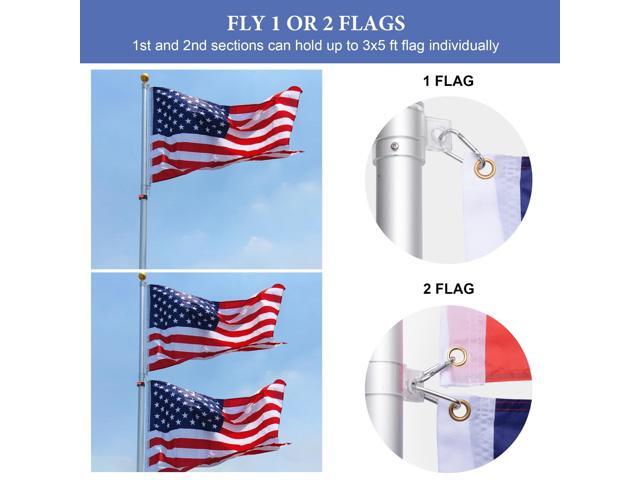 Yescom 25 ft Telescopic Aluminum Flagpole Tire Mount Stand Kit 3'x5' Flag Ball Pole Top
