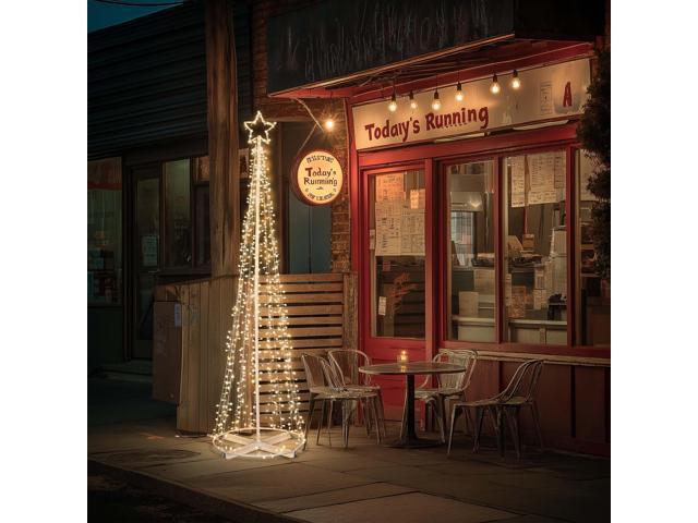 Yescom Vast-Starry 9Ft Solar Christmas Cone Tree Light 640 LED Light 8 Function Outdoor Holiday Decor Warm White