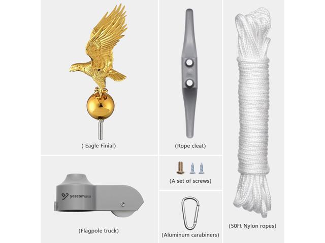 Yescom Flagpole Repair Parts Kit Topper Eagle Top Final Cleat Clip for 20/25/30 Ft Pole for 2' Diameter Flag Pole