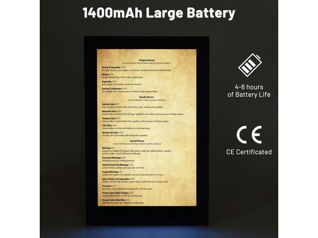 WeChef 4 Pack LED Backlit Menu Cover Leatherette Wine List Check Bill Holder Displayer Single Panel Fits 8'x14' Paper