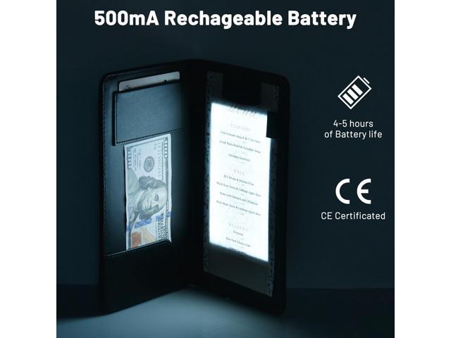 Folding LED Backlit Illuminated Black Leatherette Check Presenter/menu Holder