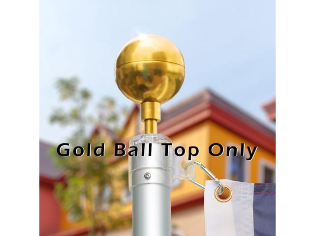 3' Flagpole Gold Ball Top Finial 2Packs Ornament for 20' 25' 30' Flag Pole