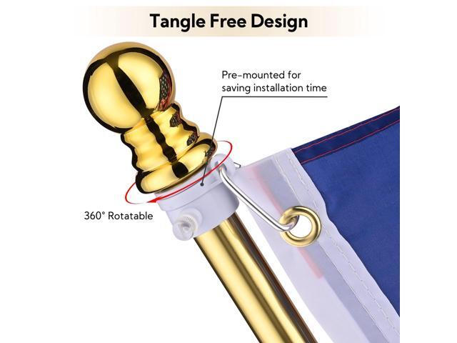 Yescom 2 Pack 8 Ft Sectional Indoor Flag Pole Kit Base Ball Aluminum 3x5 Ft US Flag