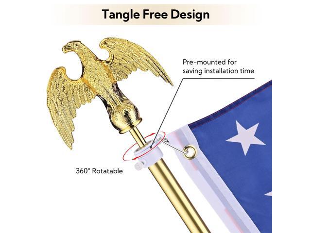 Yescom 4 Pack 8 Ft Sectional Indoor Flagpole Kit Aluminum Eagle Finial US Flag