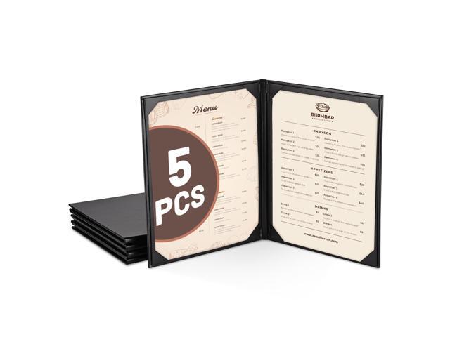 WeChef 5 Pack Menu Covers 8.5'x11' 2 Views Faux Leather Cafe Restaurant Bars