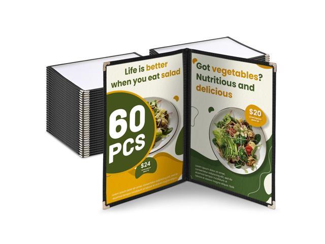 WeChef 60 Pack Restaurant Menu Covers 8.5 x 11inch Book Style 2 Pages 4 Views