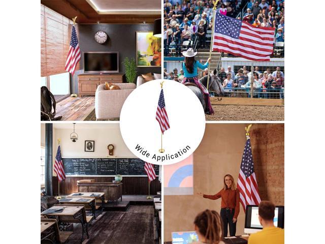 Yescom 8Ft Indoor Flag Pole Kit Eagle Topper Aluminum Gold Pole with Base 3x5Ft US Flag for Office School City Hall 2Pcs