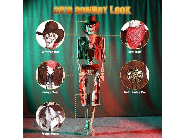 Yescom Life Size Skeleton Poseable with Glowing Eyes 5.4 Ft Halloween Party Decoration Haunted House 2025