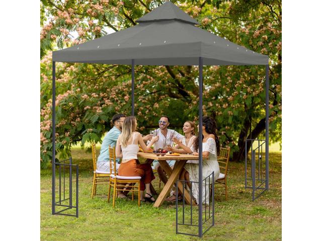 Yescom 8x8Ft 2-Tier Gazebo Top Replacement UV30+ for 2 Tier Outdoor Patio Canopy Cover Party Backyard Garden Gray