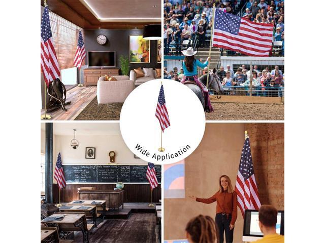Yescom 2 Pack 8 Ft Sectional Indoor Flag Pole Kit Base Ball Aluminum 3x5 Ft US Flag